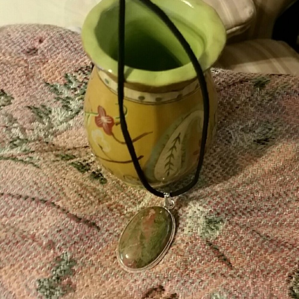 Silver & Unakite (Bad Habits Pendant) Pendant - Picture 10 of 13